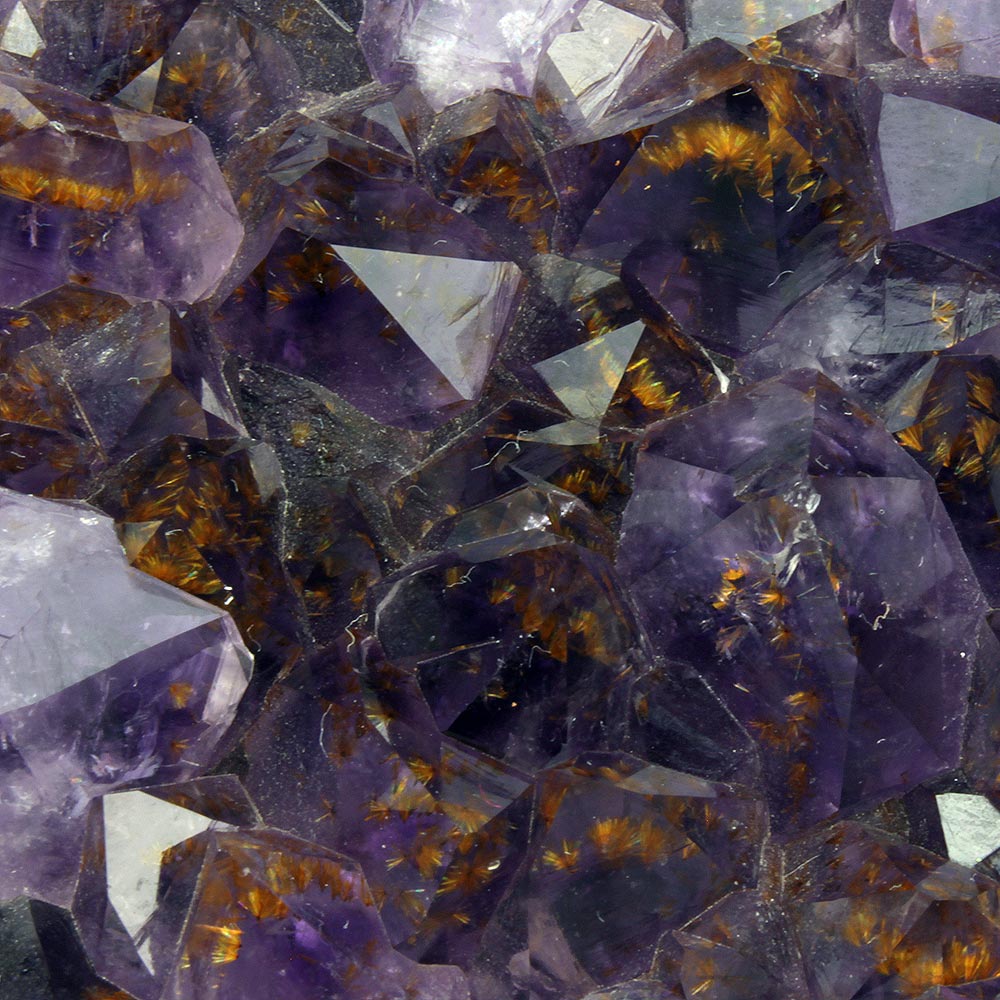 Golden Goethite Inclusions in Amethyst