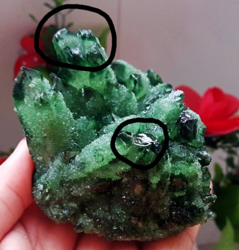 Ebay Fake green colored Tibetan quartz Crystal Cluster